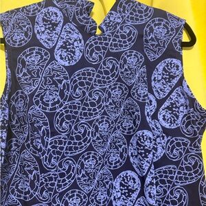 Sig Zane Blue Graphic Maxi Dress with Mandarin Collar